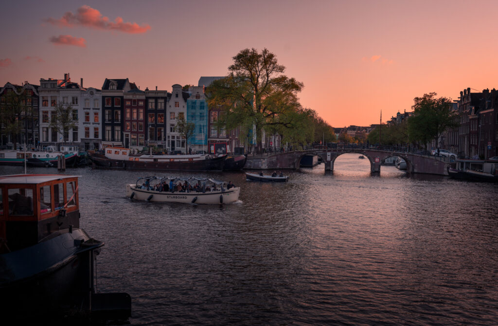 Spring, Netherlands, Amsterdam, Evening, Canal