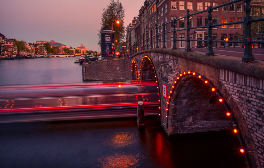 Spring, Netherlands, Amsterdam, Evening, Canal, Boat, Long exposure