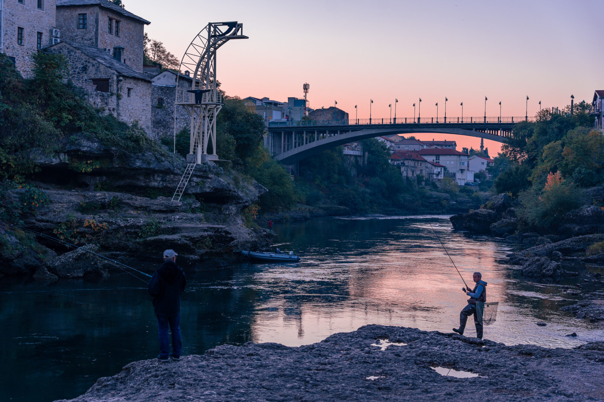 Fishing in Mostar Neretva River