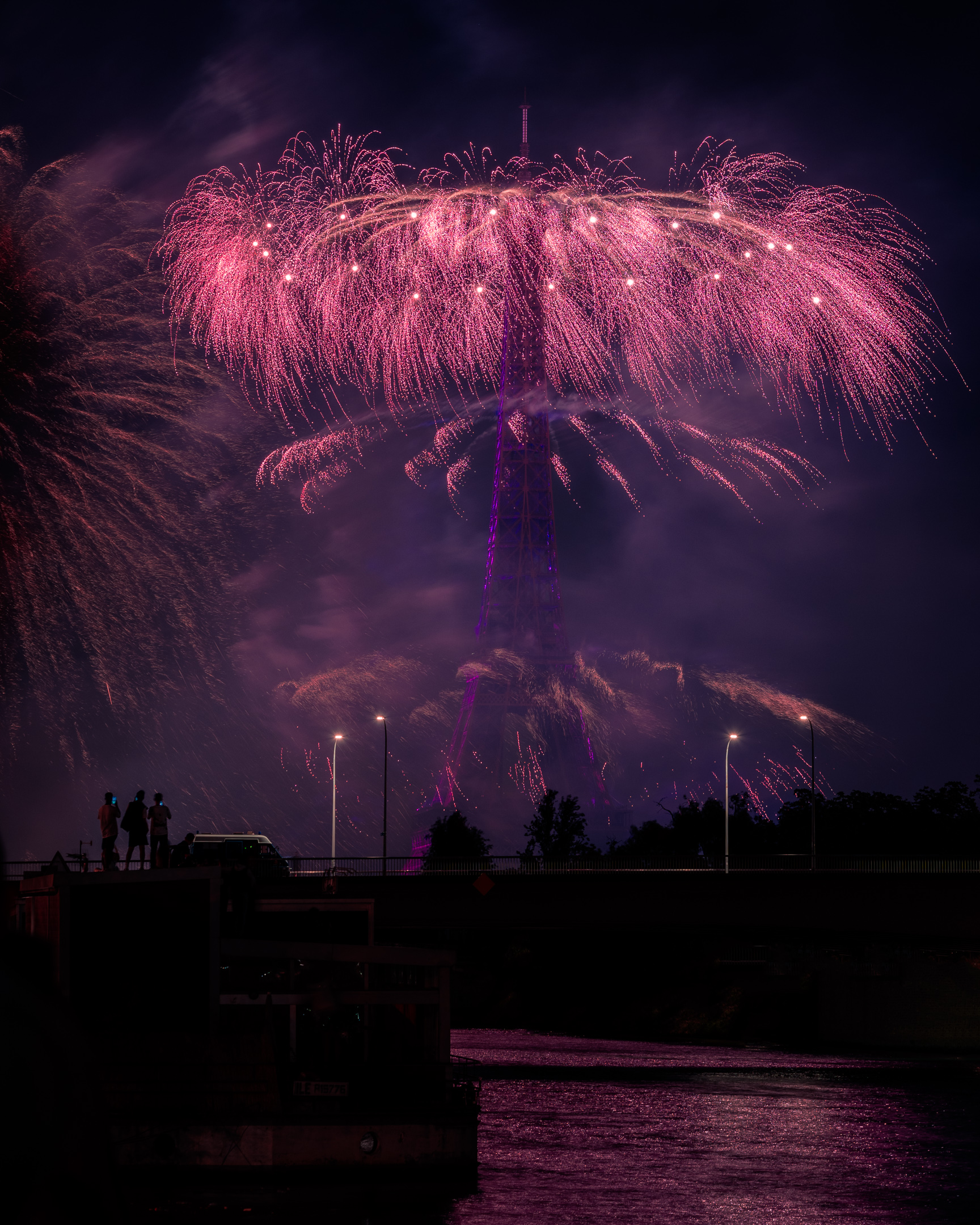 Eiffel tower Paris Fireworks Bastille Day