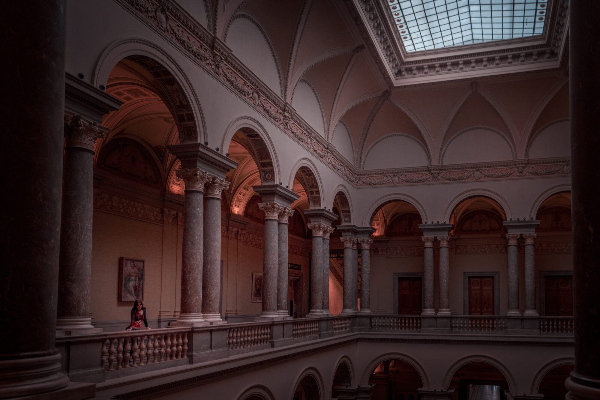 Museum of Fine Arts Budapest arches interior girl
