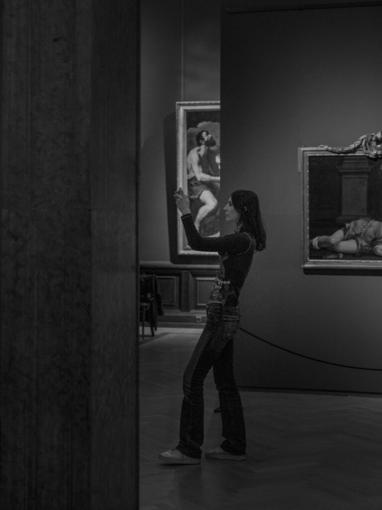 Museum of Fine Arts Budapest interior girl photographing