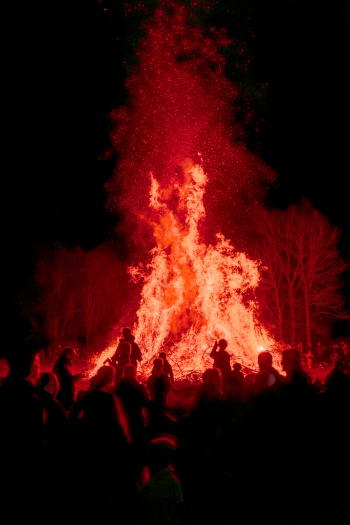 Crowd at Walpurgis Night (Valborg) Bonfire (majbrasa) - Uppsala Sweden