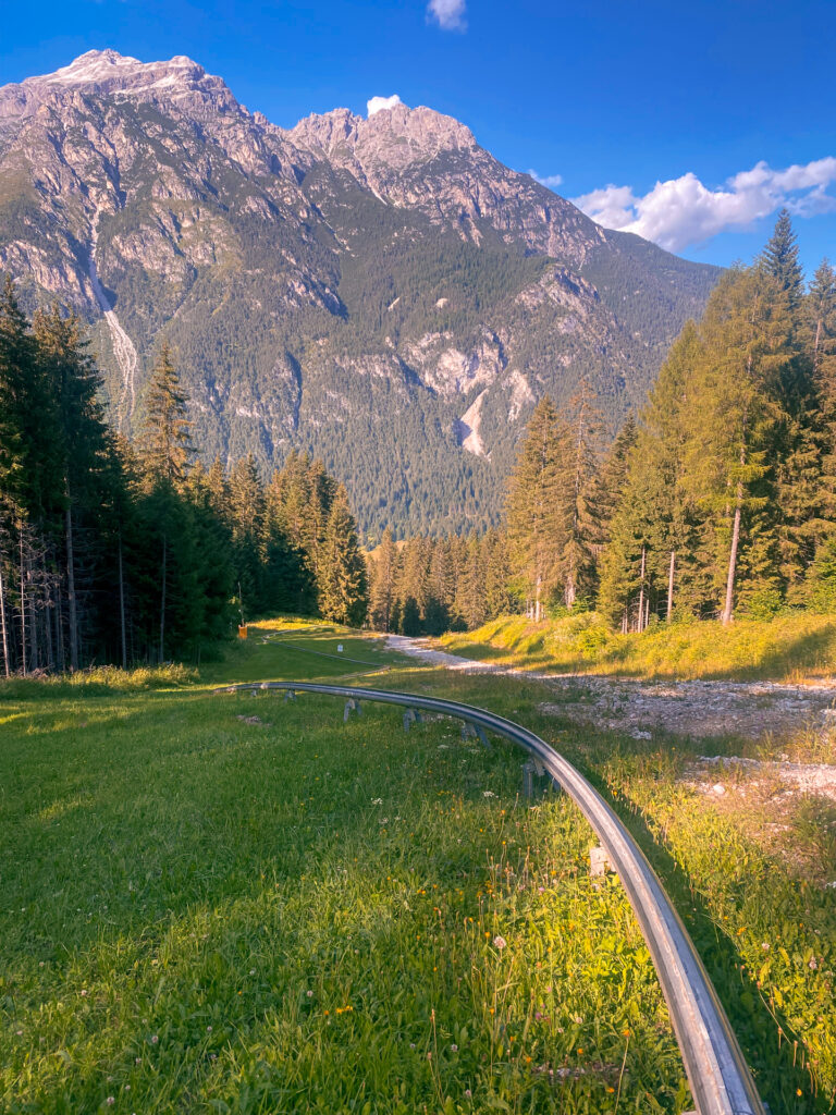 Fun-Bob-Alpine-Coaster-dolomites-family-activity-view-going-down