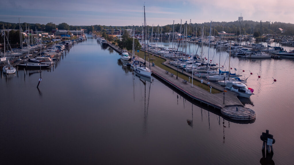 Trosa Södermanland Sweden - marina pier drone shot