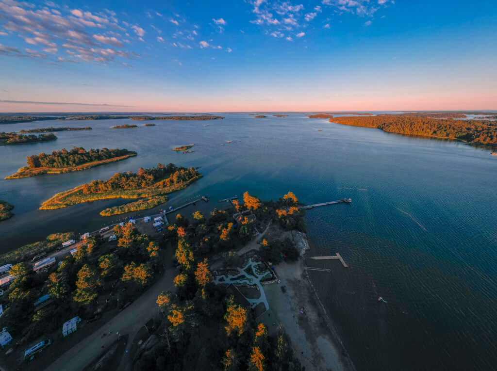 Trosa-Havsbad-Camping-Sunset-Drone-Shot-panorama