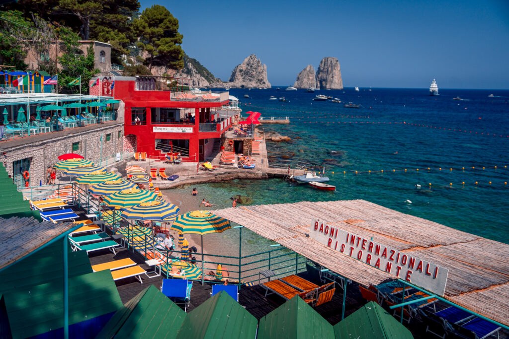 Amalfi-Coast-Italy-TripBoat-Trip-Salerno-to-Capri-Spiaggia-di-Marina-Piccola-beach-Bagni-Internazionali-Capri
