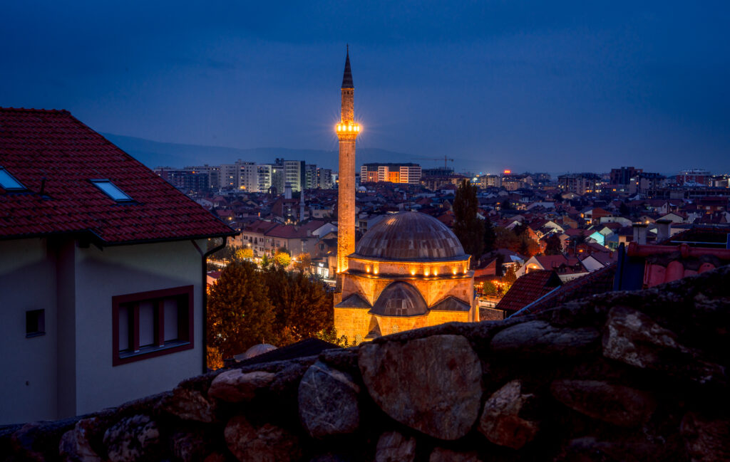 Sinan Pasha Mosque at night from Hillside - Prizren Kosovo - Photography Road Trip in the Balkans
