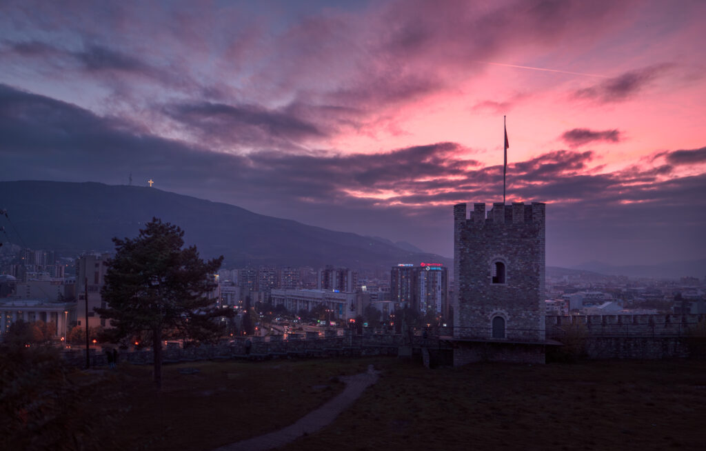 Skopje Fortress Kale Sunset View North Macedonia