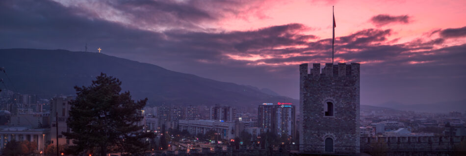 Skopje Fortress Kale Sunset View North Macedonia