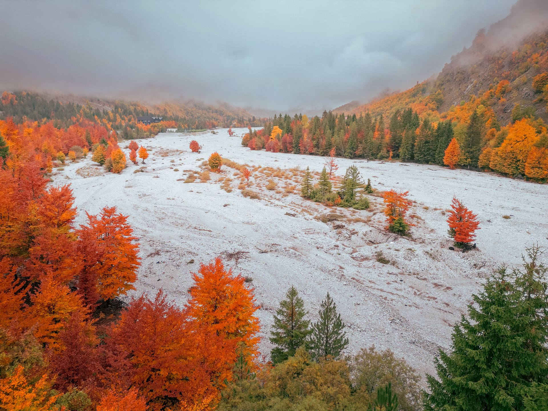Valbona Valley National Park in Autumn Drone Shot