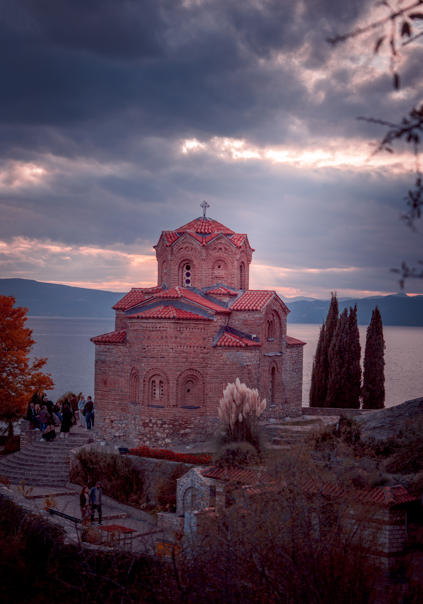 Church of St. John at Kaneo Sunset - drone travel photography