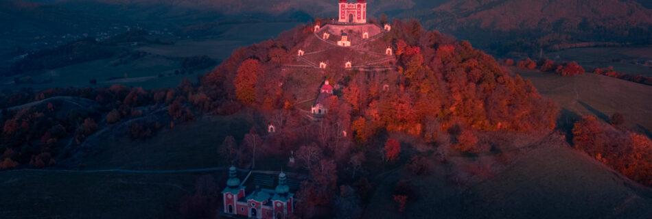 Last Light of Day - Kalvária Banská Štiavnica Slovakia Drone Shot