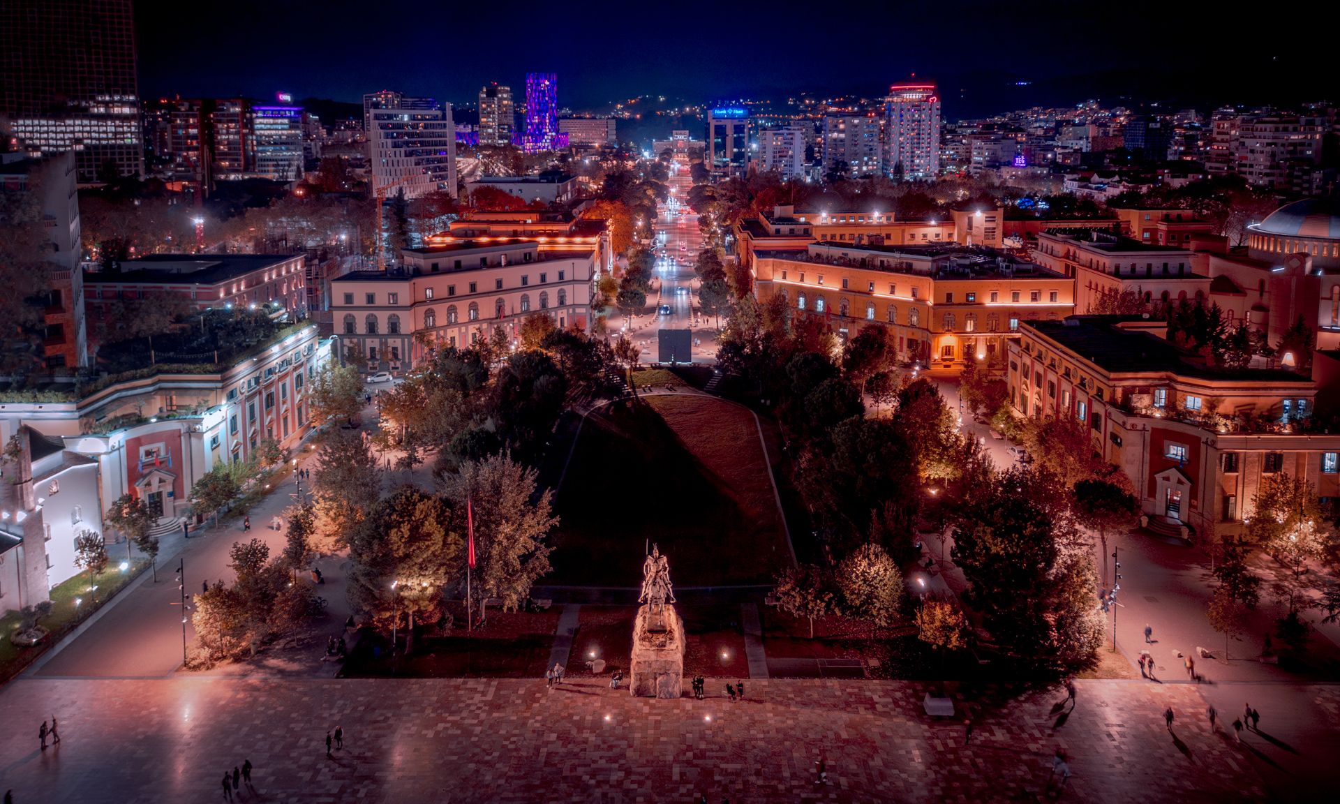Skanderbeg Square Drone Skyline - Tirana Albania Travel Photography