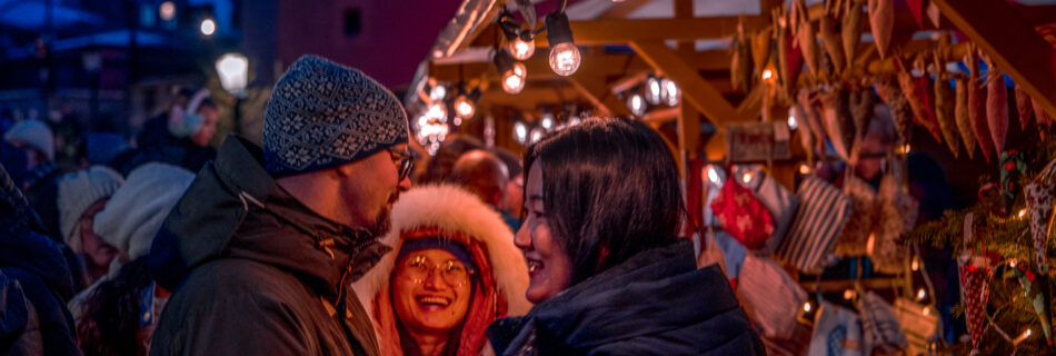 Christmas Market in Sweden - Happy Holidays Visiting Market Stall - Uppsala Historiska Julmarknad