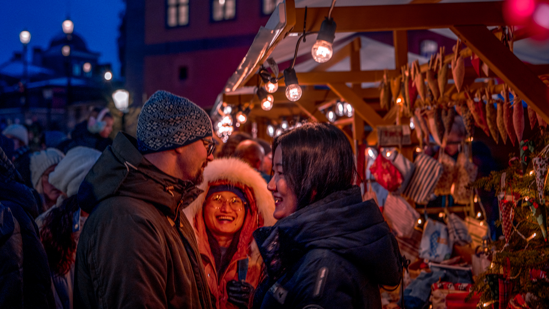 Christmas Market in Sweden - Happy Holidays Visiting Market Stall - Uppsala Historiska Julmarknad