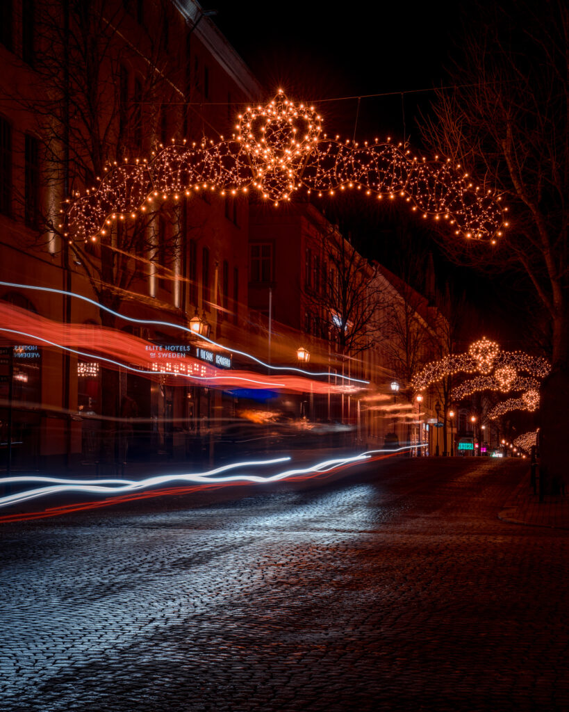 Örebro Christmas Decorations Lighttrails - Travel Photography - Örebro Sweden