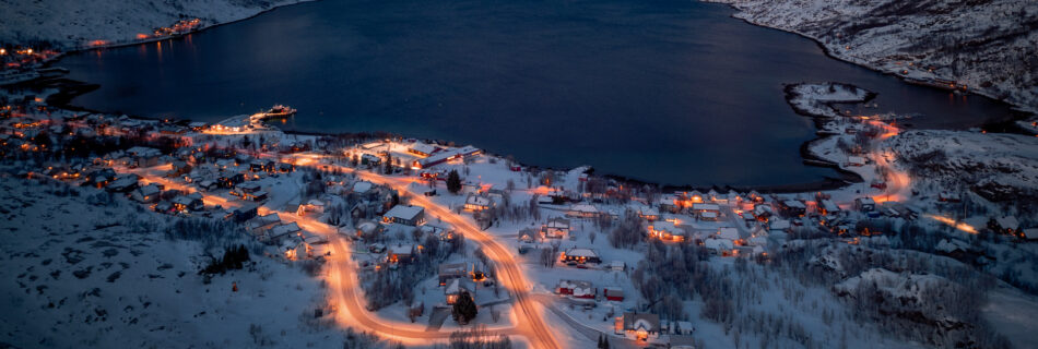 Ersfjord Viewpoint Kvalöya near Tromsö - Mountain View Drone Shot