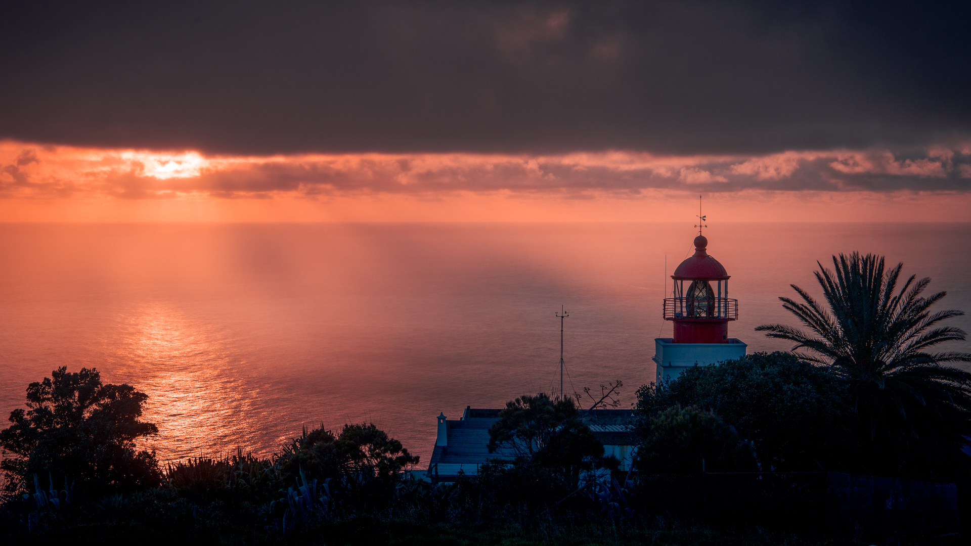 Miradouro Farol Da Ponta Do Pargo Viewpoint Sunset - Lighthouse at Magical Sunset - Drone Shot