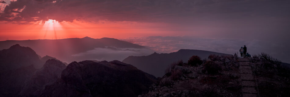 Pico Ruivo Hike Viewpoint Madeira - Sunset Couple on Peak