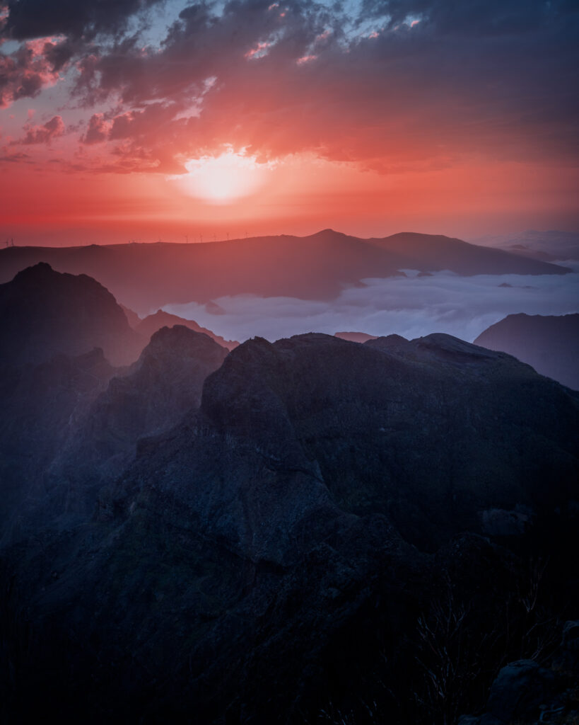 Pico Ruivo Hike Viewpoint Madeira - Sunset Peak in Clouds