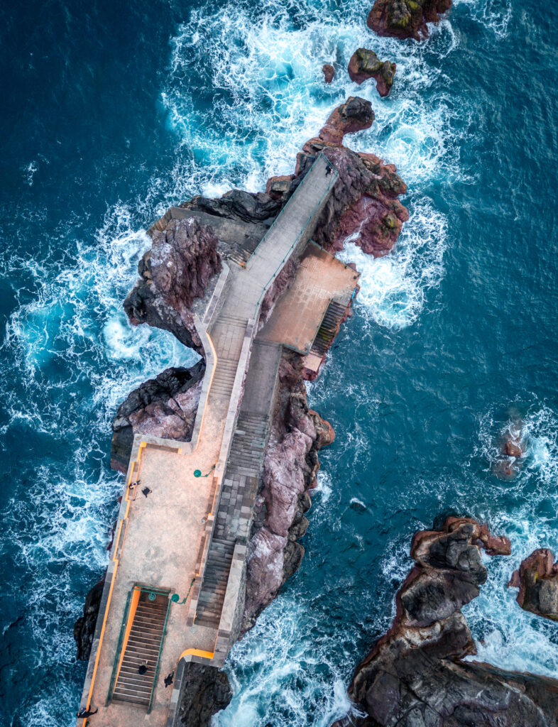 Ponta do Sol Madeira - Pier from Above - Drone Shot Looking Down