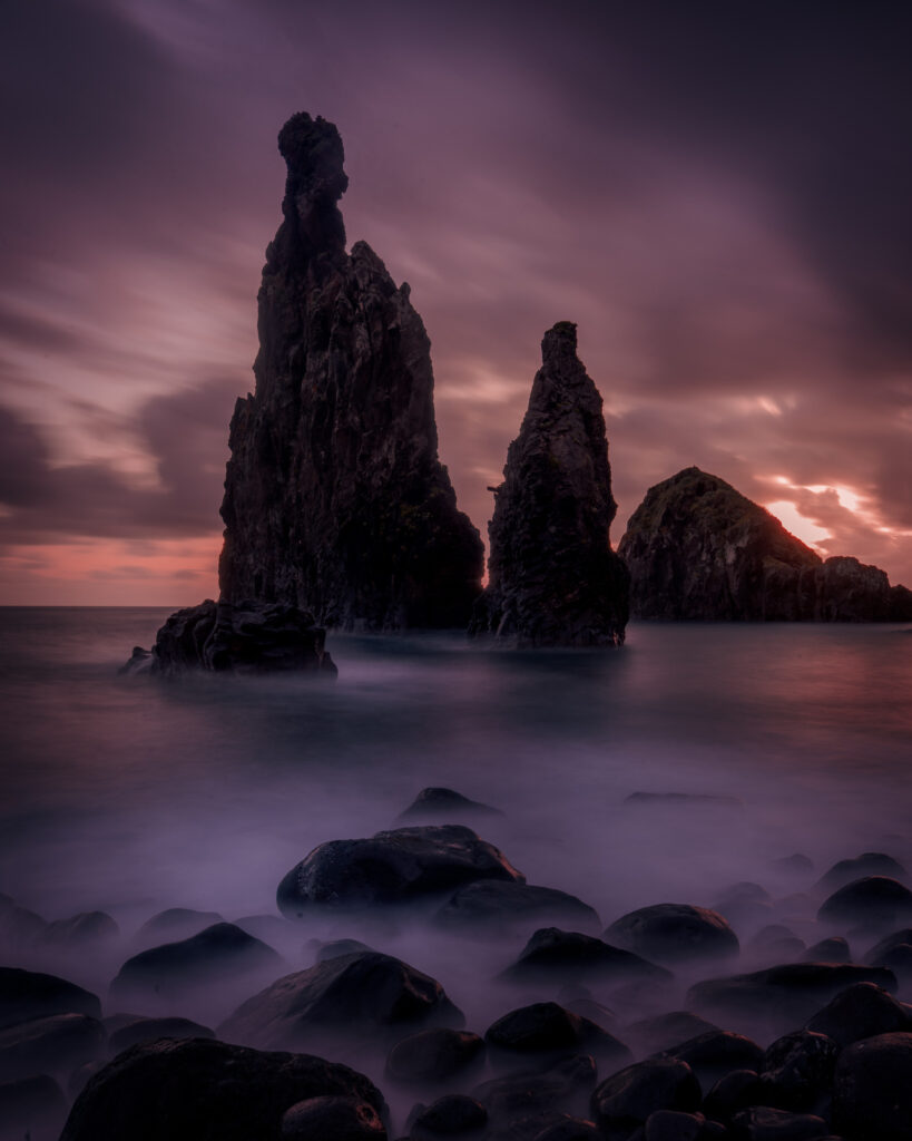 Praia da Ribeira da Janela Madeira near Porto Moniz - Great Sunrise Spot -Cliffs before sunrise