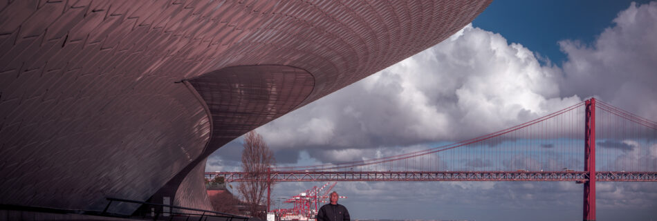 25 April Bridge and MAAT - Man in Awe - Lisbon Portugal