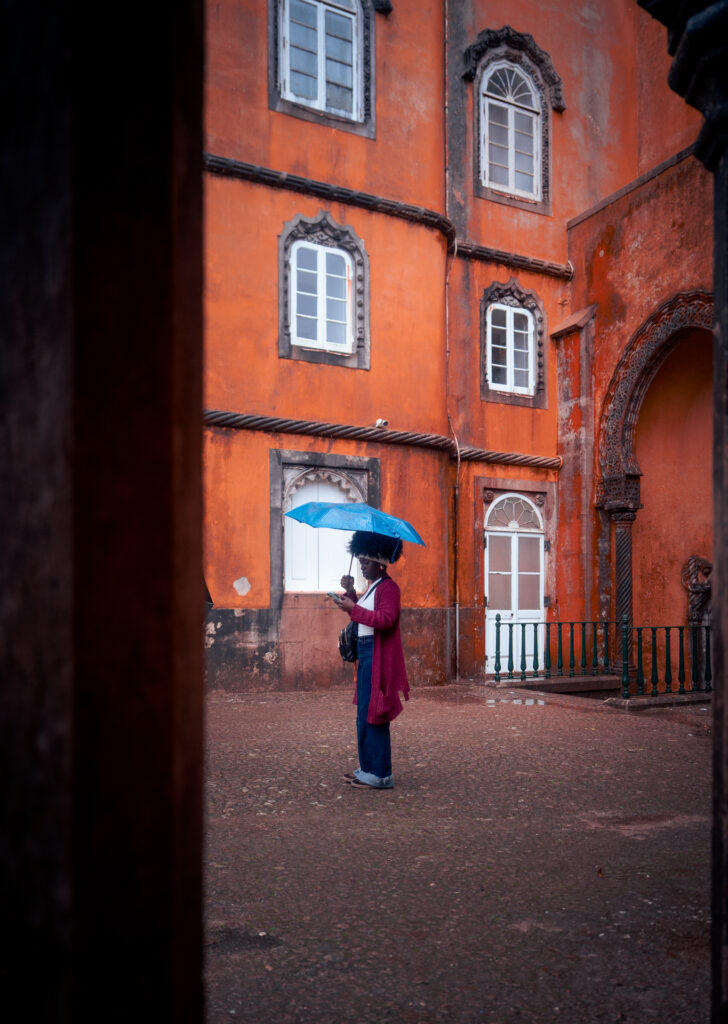 Courtyard Tourist with Umbrella - Park and National Palace of Pena - Sintra - Lisboa - Portugal