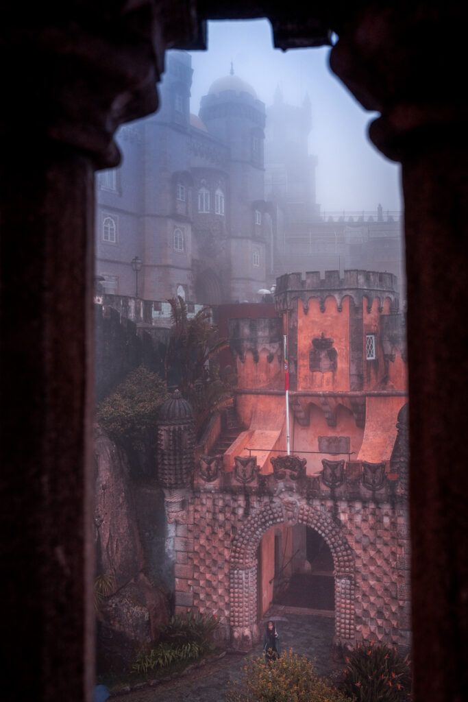 Gate and Tourist with Umbrella - Park and National Palace of Pena - Sintra - Lisboa - Portugal