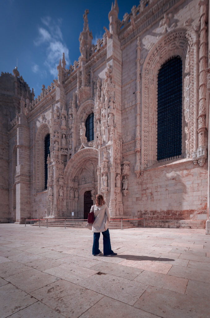 Jerónimos Monastery - Woman in Front of Entrance - Lisbon Portugal