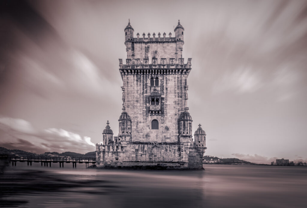 Belém Tower - Long Exposure at Lisbons Belem Portugal - Black and White Photographer