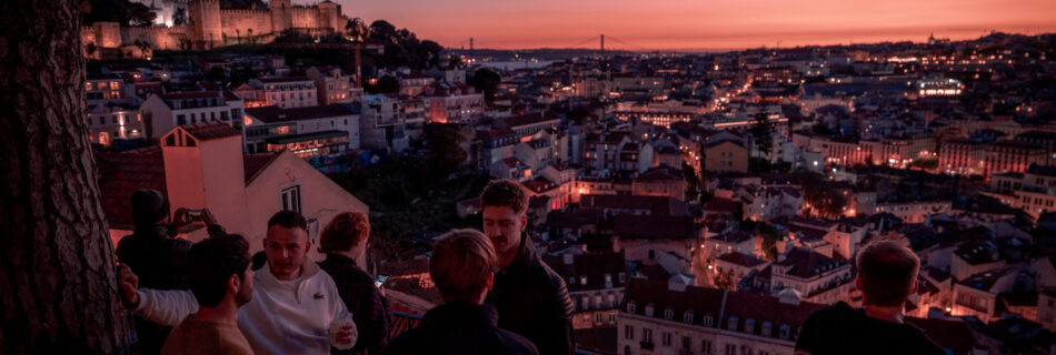 Miradouro da Graça - Best Sunset Viewpoint in Lisboa Portugal - Friends Gather for Sunset over Lisbon
