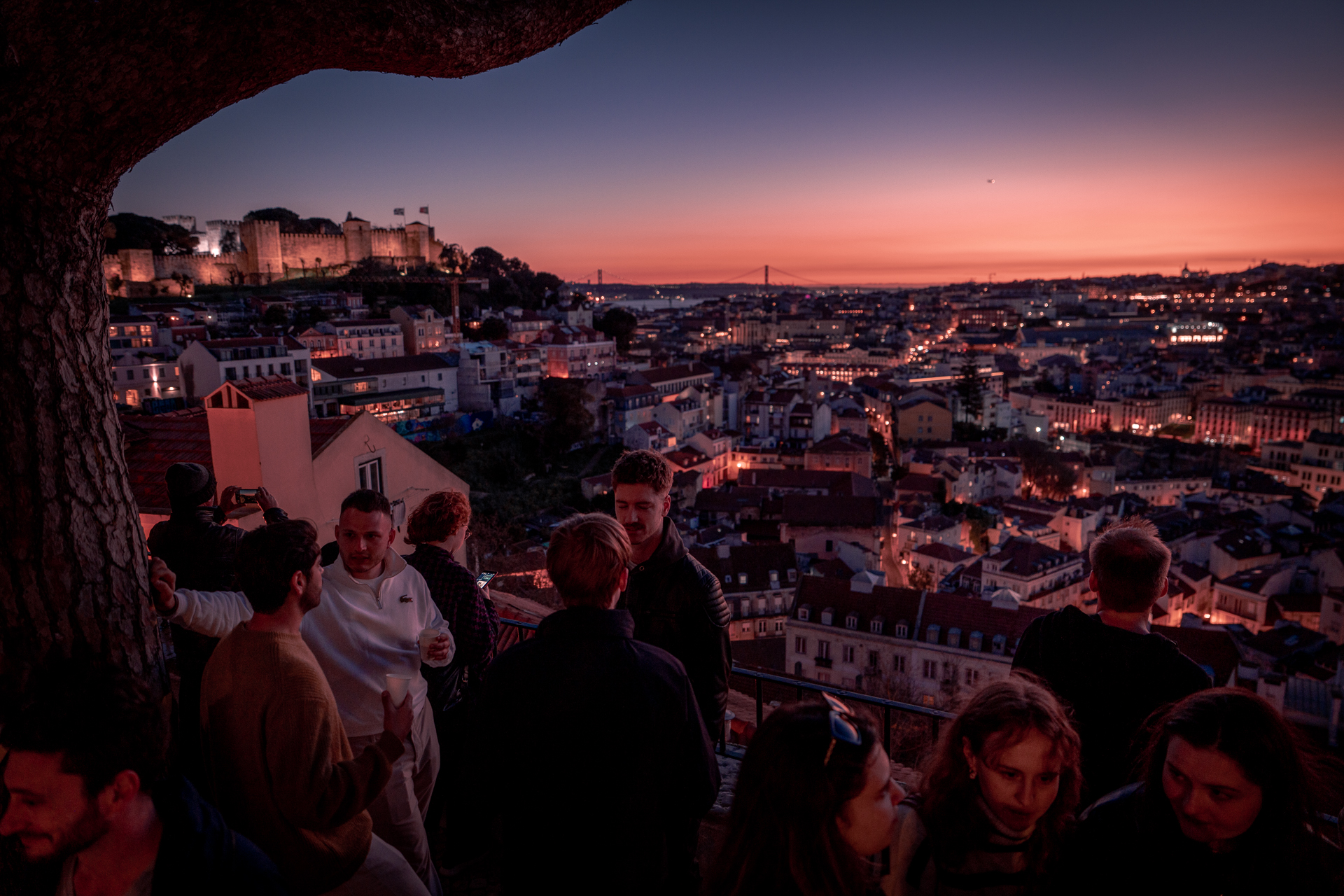 Miradouro da Graça - Best Sunset Viewpoint in Lisboa Portugal - Friends Gather for Sunset over Lisbon