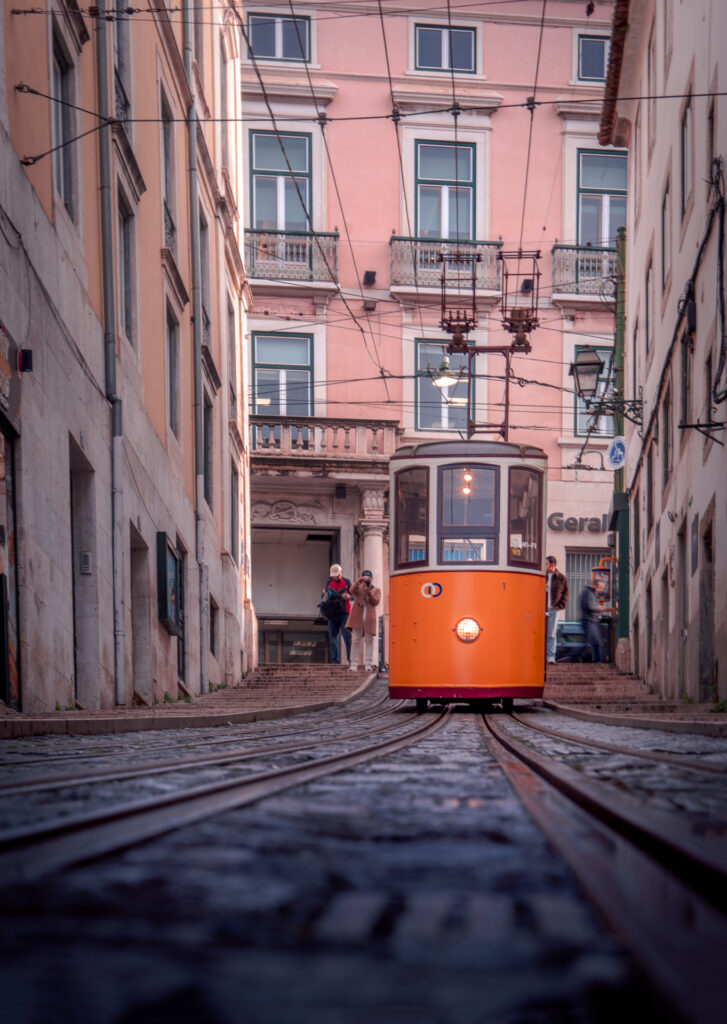 Tram going Downhill - Best Transportation in Lisbon Portugal