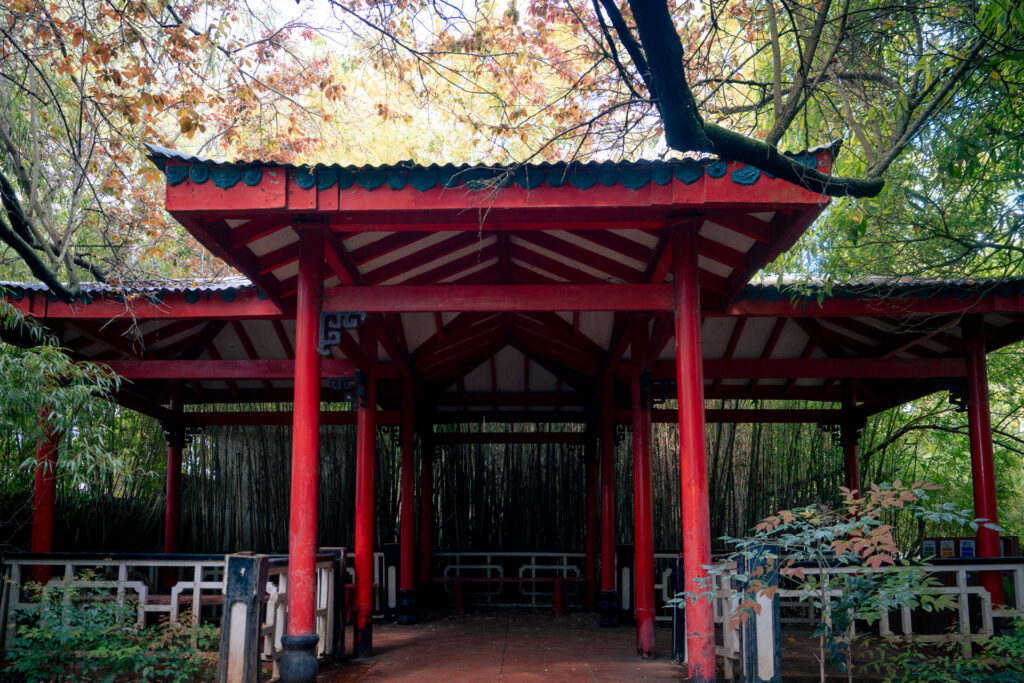 Tropical Botanical Garden - Pagoda under Trees - Lisbon Portugal