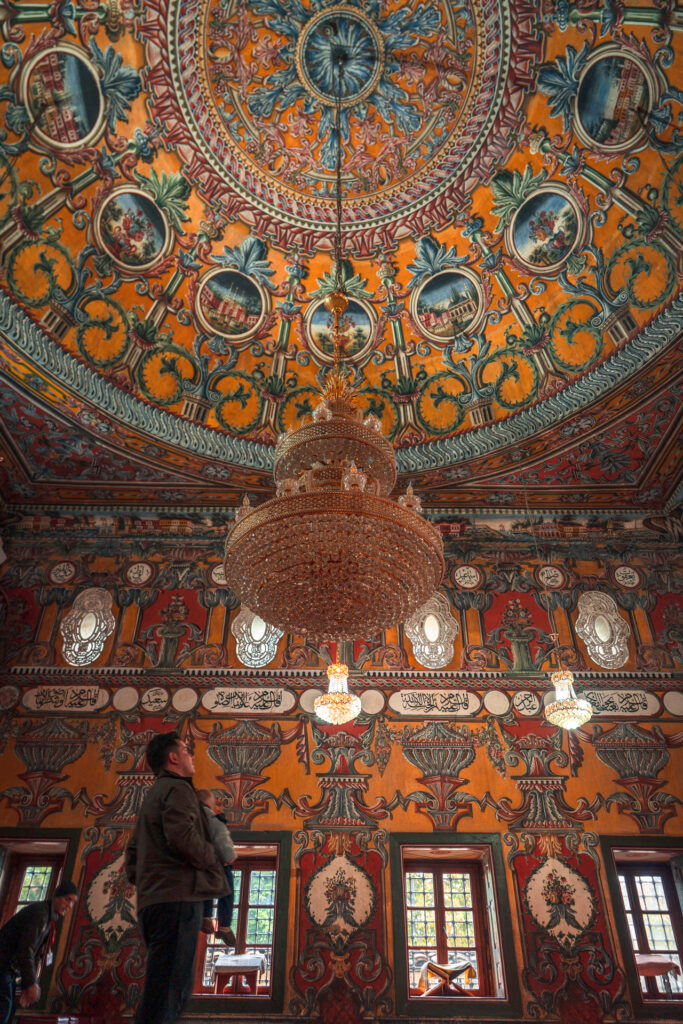 Colorful Mosque Interiour and Celing - Tetovo North Macedonia - Photography Road Trip in the Balkans