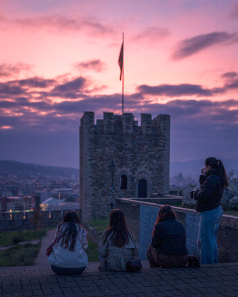 Girls at Kale Fortress after Sundet - Skopje North Macedonia - Photography Road Trip in the Balkans