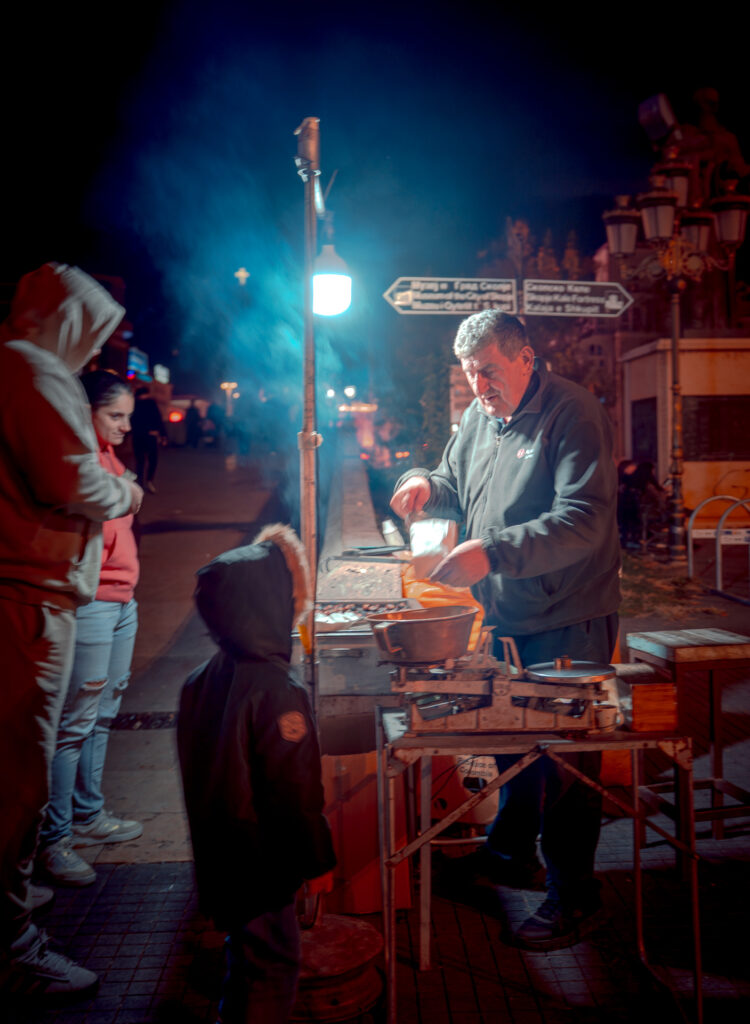 Kid at Night Market in Skopje North Macedonia - Photography Road Trip in the Balkans